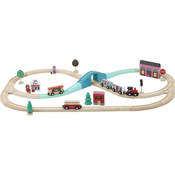 Circuit de train Grand Express en bois 40 pièces Coloris Unique