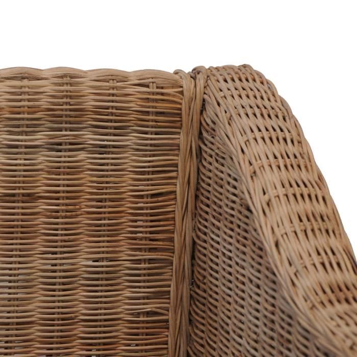 Fauteuil en rotin naturel avec coussins blanc cassé - VINGVO - 2 places - Contemporain