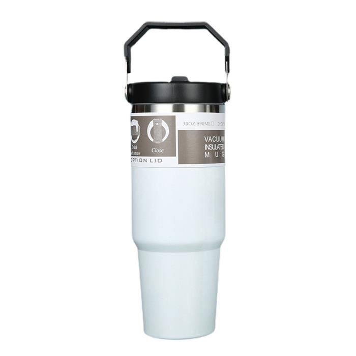 STARLA Mug Isotherme avec paille et poignée, 1,2l grand, 2 couvercles, tasse isotherme étanche, tasse