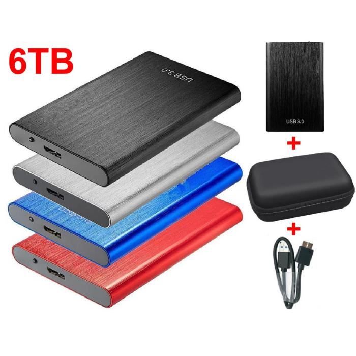 Disque SSD Mini Disque Dur Externe Portable 6TB 6To Rouge Type-C avec  Pochette Sac de Stockage en Tissu Noir - Cdiscount Informatique