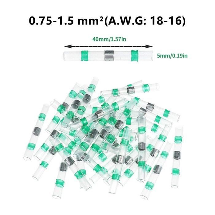 Lot De 10 Cosses Annulaires Cuivre 1/0 (1/0 AWG) - Ø 3/8" - Avec Gainage Thermorétractable Blanc/Noir