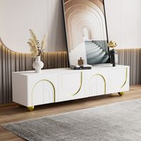 Merax Meuble TV De 180 Cm - Blanc - Avec Portes En Nid D