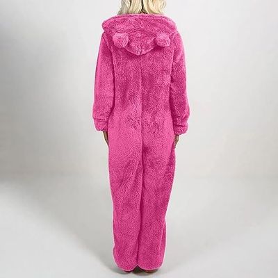Grenouillère Pyjama Femme En Polaire | Combinaison Chaud Hiver Avec Capuche | Fermeture Éclair | Vêtement De Nuit Douillet