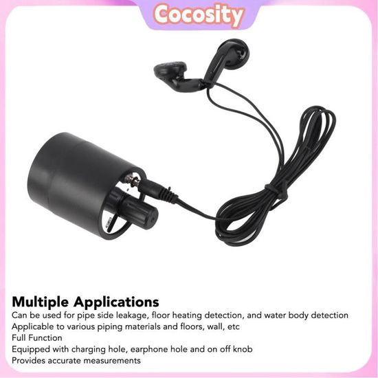 Amplificateur De Microphone Murale - Détecteur De Fuites De Tuyaux, Chauffage Au Sol - Sensibilité Élevée, Écouteurs Inclus, Batterie 200mAh