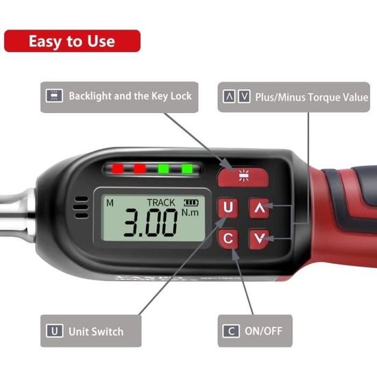 SUG Clé dynamométrique numérique Outil de réparation professionnel pour  voiture avec avertisseur sonore et LED Notification, 3è[117] - Cdiscount  Bricolage