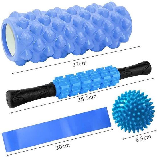 Accessoire Fitness Kit Massage 5 En 1 Zaxiva - Rouleau Foam, Balle, Bande Résistance Fitness Kit Massage Muscle