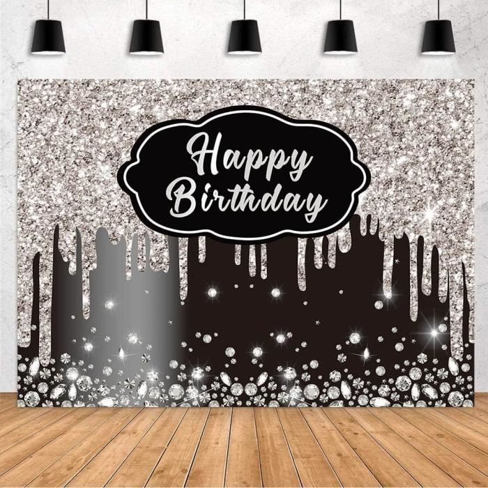 Toile De Fond "Happy Birthday" Paillettes Rose - 2,4 X 1,8 M - Décoration Fête Anniversaire, Mariage