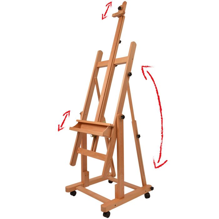 Chevalet En Bois Artina Sevilla - Hêtre Massif - Support Toile Jusqu’à 120 Cm - Réglable Et Léger