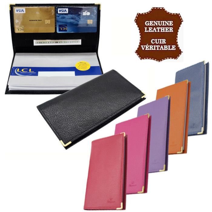 Porte-Chéquier Cuir Élégant Charmoni – Etui Multi-fonctions Cartes, CB, Pièce D’Identité & Billets – Compact & Léger (Noir C07)