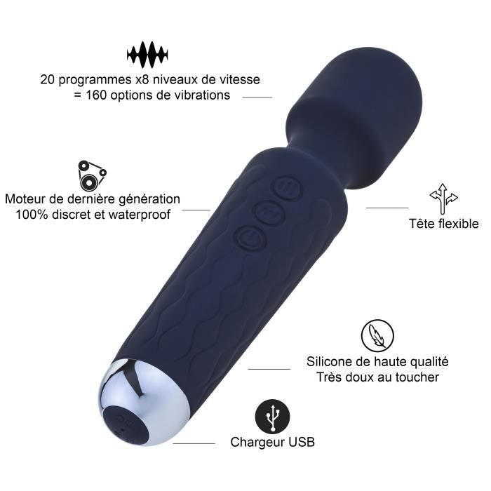 Magic Wand - Vibromasseur Puissant Rechargeable USB - Stimulation Clitoridienne Et Point G