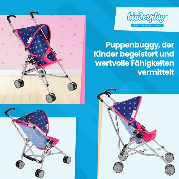 Sharplace Poussette Pliable Pour Poupée – Léger, Réaliste – Cadeau Anniversaire Dès 3 Ans