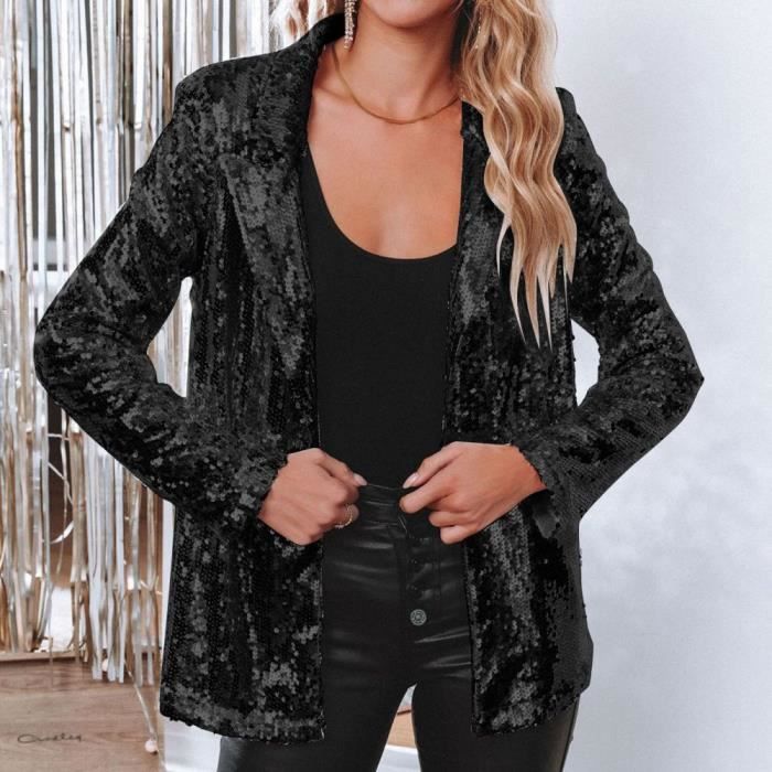 Blazer Femme à Paillettes - Veste Brillante Manches Longues Pour Soirée, Sortie Chic Ou Daily Look - 9