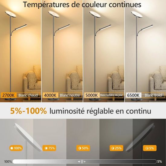 Lampe Sur Pied Arc LED YICAIZI – 9W, Télécommande Incluse, Réglable En Luminosité Et Couleur – Parfaite Pour Salon, Bureau Ou Chambre