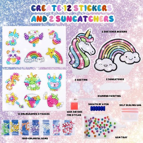 Geebiiny Cadeau Fille Licorne Papeterie Enfant Activités Manuelles Trousse Jouet Sticky Notes