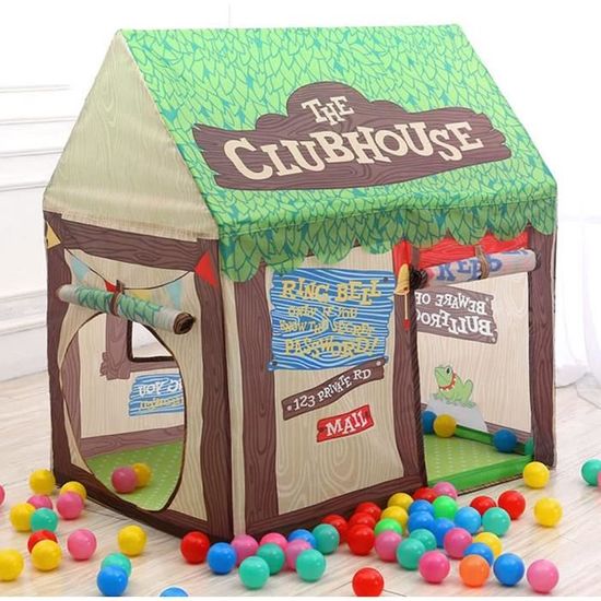 Cabane Tente Enfant Intérieure/Exterieure Brun Velours - Maison De Jeux Bébé 95x132x144 Cm Avec Fenêtres & Porte