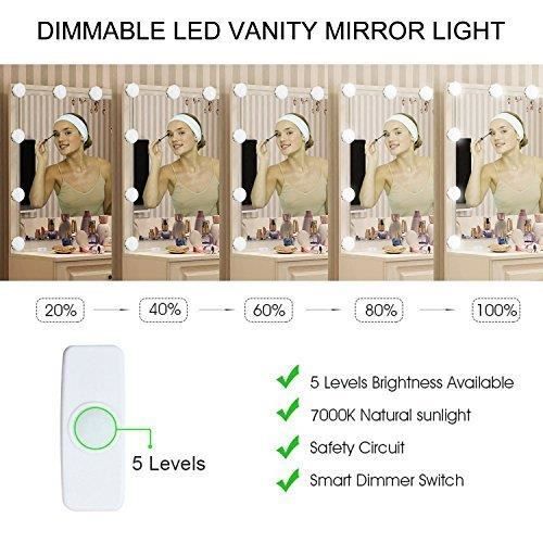 Kit d'éclairage de miroir de courtoisie à LED de style hollywoodien avec 10  ampoules à intensité variable pour coiffeuse de maquillage, bande  d'éclairage à brancher, blanc (miroir non inclus) 