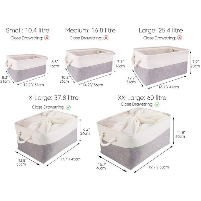 Panier De Rangement Treillis Métallique Blanc – Pliable Avec Poignées Bois