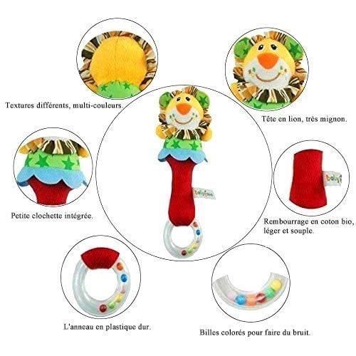 WolinTek Jouet Poussette Bébé Peluche Hochet Animal - Papillon Doux Avec Dentition - Cadeau Idéal 3-12 Mois