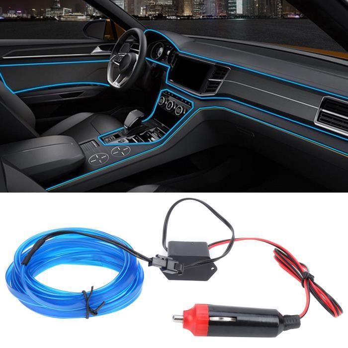 Bande lumineuse néon LED pour voiture, 3 m, fil électroluminescent  lumineux, lumière stroboscopique à froid pour décoration intérieure de  voiture