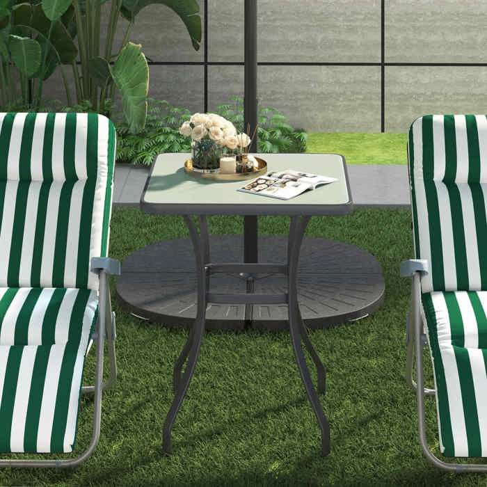 Outsunny Vierkante Tafel Bistro De Jardin Afm. 68L X 68B 84H Cm Metaal Epoxy Grijs Blad Gehard Glas Graniet 2041144493