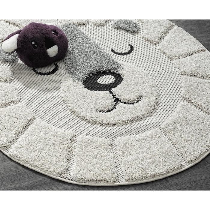 Tapis De Jeu Pour Bébé/enfant 100x100 Cm - Doux, Moelleux, Lavable En Machine - Fond Antidérapant En Caoutchouc - Motif Lion/cheval (couleur Crème) - 4