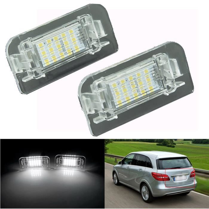 Zesfor Feux LED Plaque Immatriculation Mercedes Classe V W447 2014+ - Kit 2 Lampes Blanches Homologuées Canbus