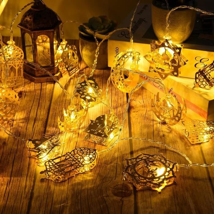 Guirlande Lumineuse Décoration Ramadan Eid, Décoration Ramadan Lumières  Etoiles Lune Château Eid Mubarak, Led Lumières De Ra[u2834] - Cdiscount  Maison