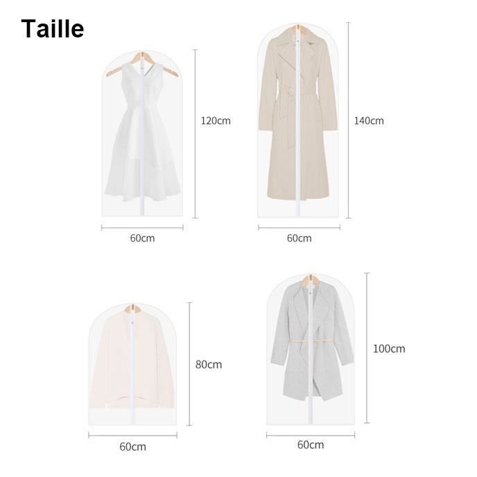 Lot De 10 Housses De Vêtements PEVA Transparentes – 5x 60x120 Cm + 5x 60x100 Cm – Imperméables Anti-Poussière Anti-Mites