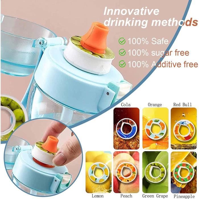 Gourde Avec Capsules Aromatiques - 7 Parfums Sans Sucre, Sans BPA, Pour Sport, Bureau, Running