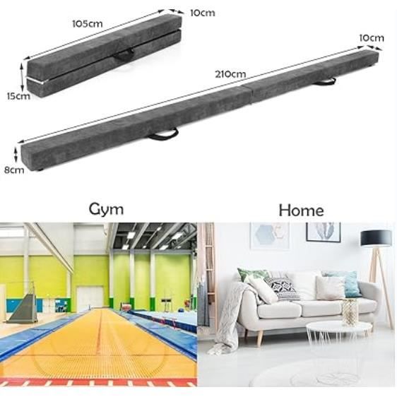 ZELUS Poutre D'Équilibre Pliable 2,4m - Portable Avec Poignées - Base Antidérapante Pour Gym Enfants & Adultes
