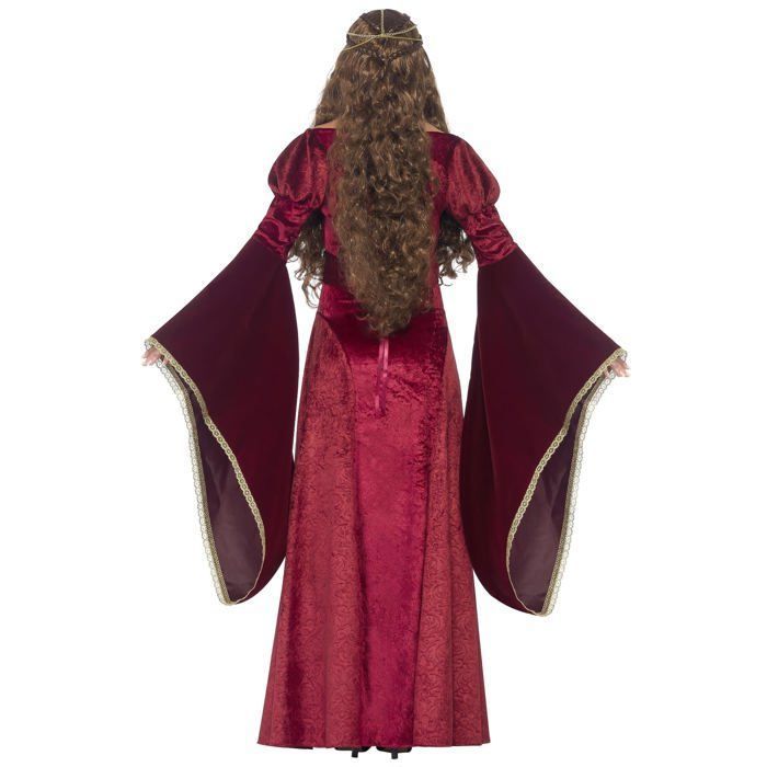 Déguisement - Femme - Reine Médiévale - Rouge et Jaune - Accessoires