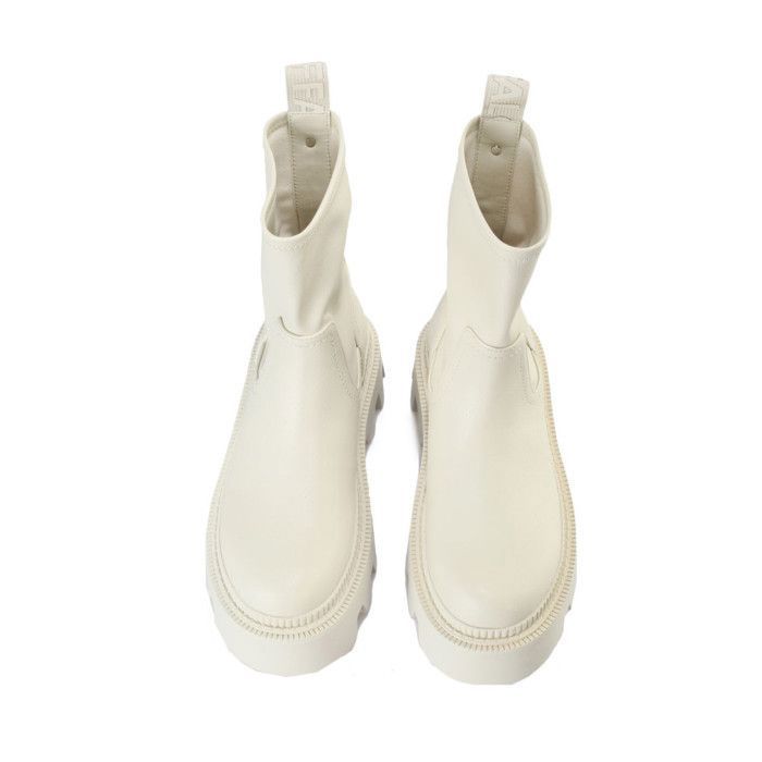 Botte Femme Buffalo FLORA CHELSEA HI Cuir Beige A lastique