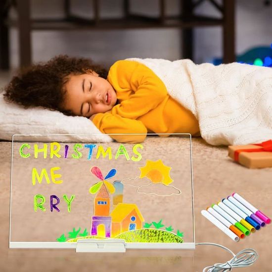 Tablette Lumineuse pour Dessin Enfants LED, Tableau Acrylique Effaçable