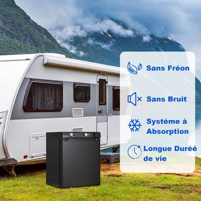 Smad Frigo Camping Car 12V 220V, Frigo 12V, Avec Serrure, 0-10