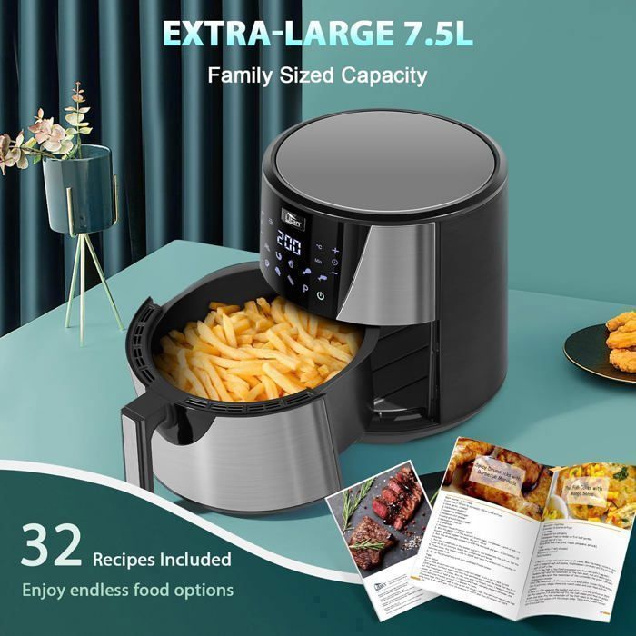 Friteuse Sans Huile BALITTA 6L - Numérique Avec Écran Tactile - 10 Programmes Automatiques - Cuisson Saine Et Rapid