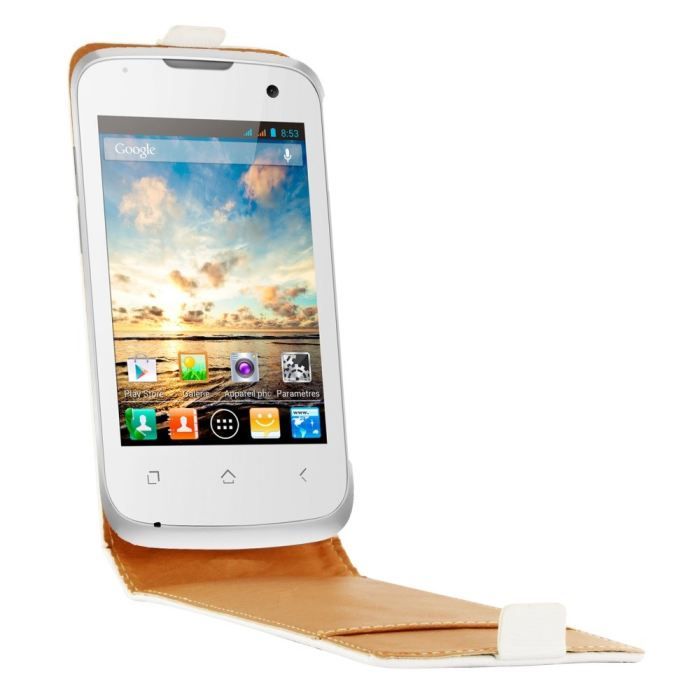 SWISSCHARGER Etui cuir blanc pour Wiko CINK +