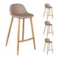 Lot De 4 Tabourets Bar Taupe 44x48xh91cm Avec Pieds Métalliques Couleur Bois