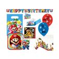 amscan ( cde 8)  – Kit Super Mario 60 pièces, Vaisselle jetable et décoration pour Anniversaire d'enfant, fête à thème + 10 bougies-0