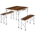 YYIS Ensemble Table Pliante Valise avec 2 bancs Portable Aluminium - Dimensions replié 90 cm x 60 cm x 70,5 cm-0