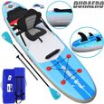 Stand up paddle Gonflable SUP Board, siège kayak sport nautique, double pagaie réglable, accessoire complet, 305 x 76 x 15 cm, jusqu-0