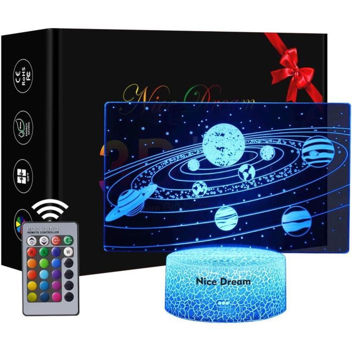 Veilleuse LED Foot 3D - 16 Couleurs, Télécommande, Alimentation USB Ou Piles - Déco Chambre Enfant