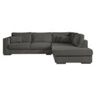 Canapé d'angle droit XXL BELAMI 6 places en tissu - Gris foncé - L303 x 228 x 86cm - LOUNGITUDE
