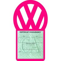 Simple porte vignette assurance Logo Volkswagen sticker adhésif Rose
