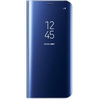 Coque Samsung Galaxy Note 9 Clear View Case Etui Flip Clair Transparente Anti-Empreintes Plating Mirror Housse pour Note 9 (Bleu)