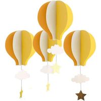 4pcs 3D Papier montgolfières suspendues montgolfière Nuages étoiles décoration de montgolfière pour Anniversaire Mariage