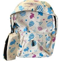 Cartable + 1 trousse assortie lapin bleu sac à dos scolaire enfants Ecole Primaire léger avec 5 poches + 1 Trousse Sport Sorties 