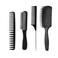 Ensemble de 4 Brosses à Cheveux à Palettes, Peigne à Dents Larges, Kit de Peigne à Cheveux, Idéal sur Les Cheveux Le noir