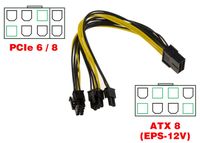 Cordon Adaptateur ATX 8 Points Femelle vers PCIe 6 ou 8 Points Mâle pour Carte Graphique - Longueur 25 cm