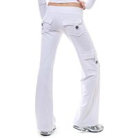 PANTALON Pantalon de Yoga Femme Fluide Taille Haute Jambe Large Décontracté Droit avec Cordon Poches Blanc