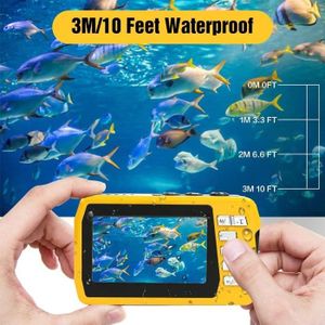CAMÉSCOPE NUMÉRIQUE 2,7k jaune - Caméscope numérique étanche avec lampe de poche, caméras sous marines, écran de tourisme, affich
